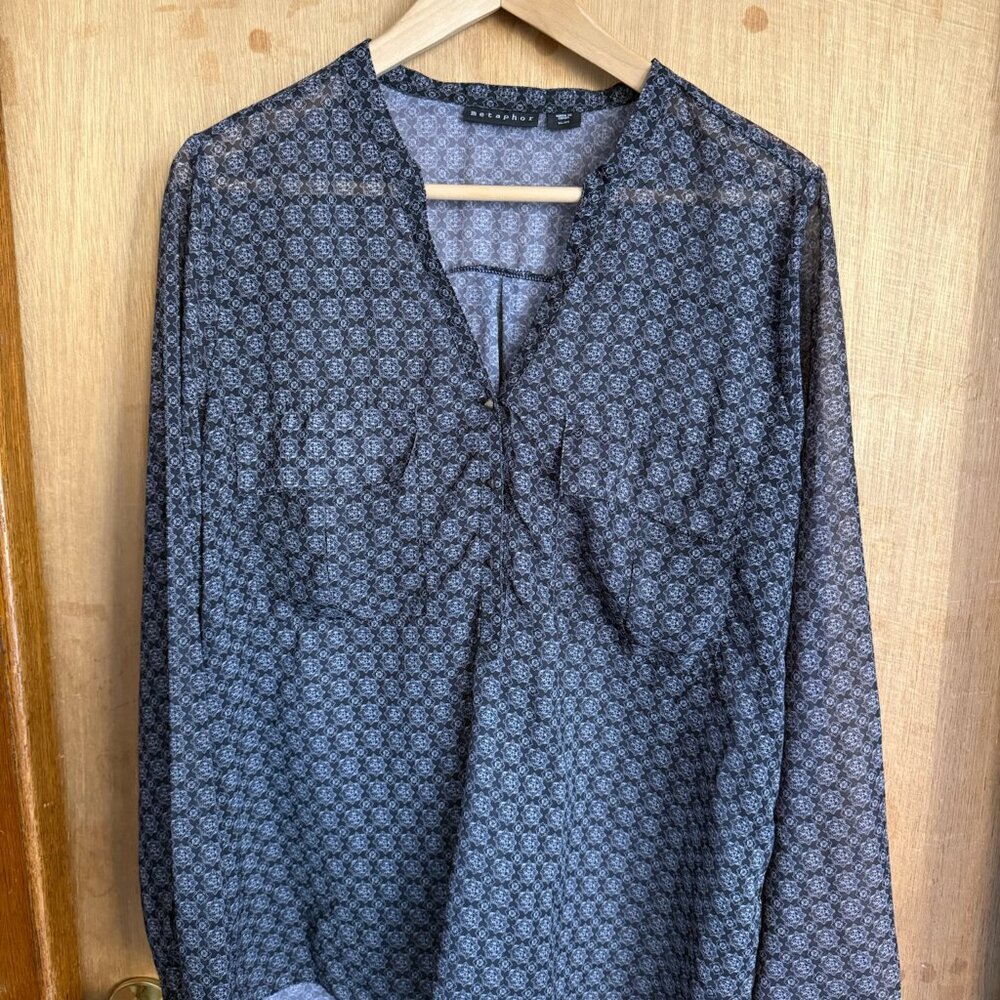 Metaphor Sheer Patterned Blouse - image 1